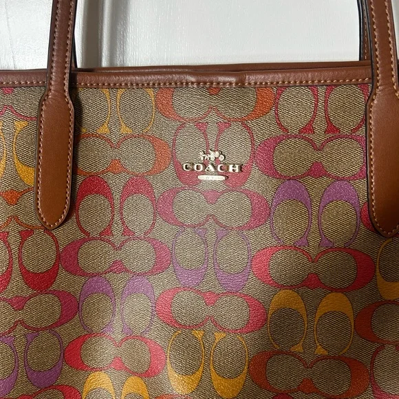 Coach Signature Tote in Red and Orange - Picture 2 of 5